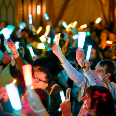 A cheering crowd at From Minto with Love
